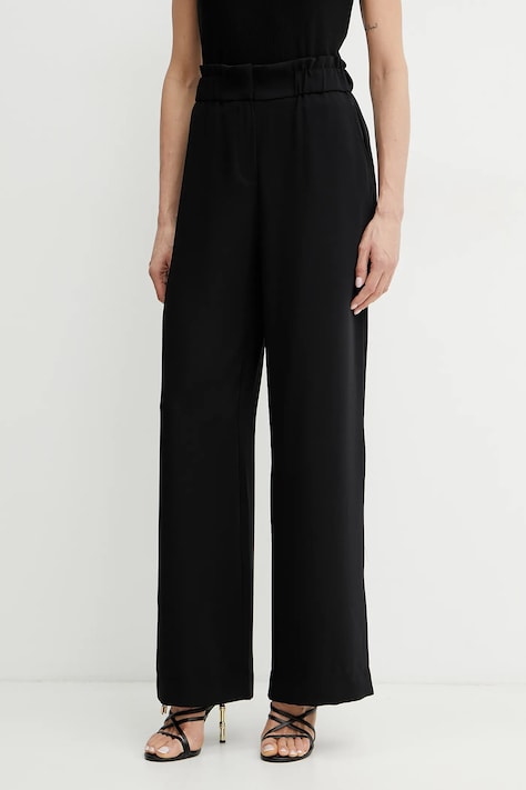 Morgan pantaloni PBIRD femei, culoarea negru, drept, high waist, PBIRD