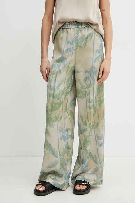 MAX&Co. pantaloni femei, culoarea bej, lat, high waist, 2516131033200