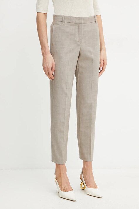 MAX&Co. pantaloni din lână culoarea bej, fason tigareta, medium waist, 2516131073200