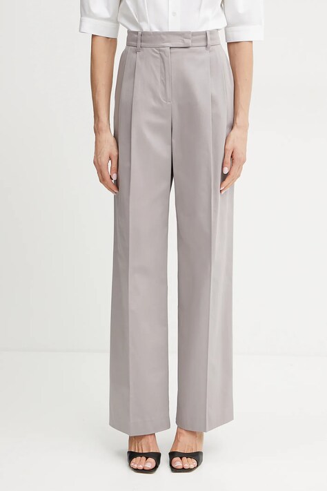 MAX&Co. pantaloni femei, culoarea gri, drept, high waist, 2516131114200