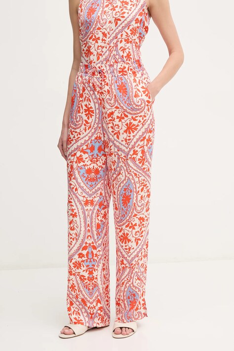 Marc Aurel pantaloni femei, culoarea portocaliu, lat, high waist, 1863-1000-24791