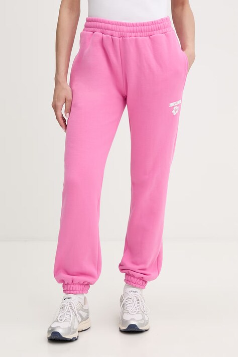 Rip Curl παντελόνι επίσημο γυναικείο με βαμβάκι ροζ ψηλή 03LWPA