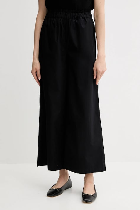 Bavlněné kalhoty United Colors of Benetton dámské, černá barva, high waist, 4AC7DF09A