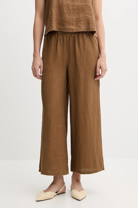 United Colors of Benetton pantaloni din in culoarea verde, drept, high waist, 4AGHDF09G