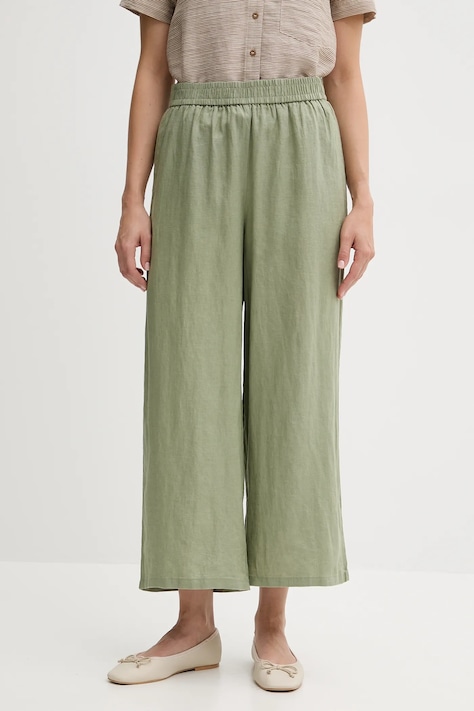 United Colors of Benetton pantaloni din in culoarea verde, drept, high waist, 4AGHDF09G