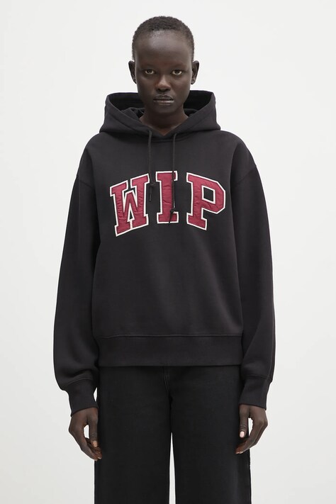 Carhartt WIP sweatshirt Hooded WIP Sweat black color hooded with an application I034719