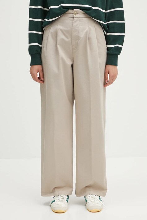 Βαμβακερό παντελόνι Carhartt WIP Leola Pant χρώμα: μπεζ, I033147