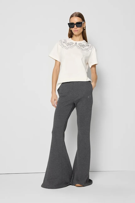 Штани Bizuu TEIA жіночі колір сірий кльош висока посадка TEIA GRAFITOWY