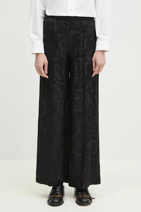 Kenzo silk trousers women's black color FF52PA0849JR.99
