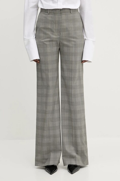 Sportmax spodnie wełniane Batun damskie kolor brązowy dzwony high waist 2512131011600