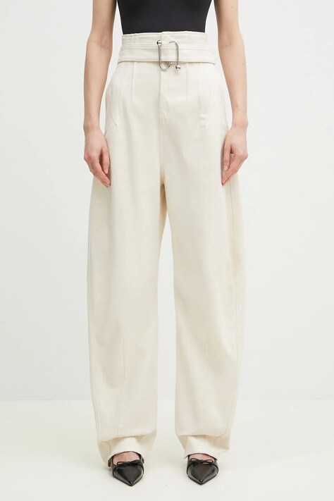 Sportmax jeansy Glauco damskie kolor beżowy high waist 2512131025600