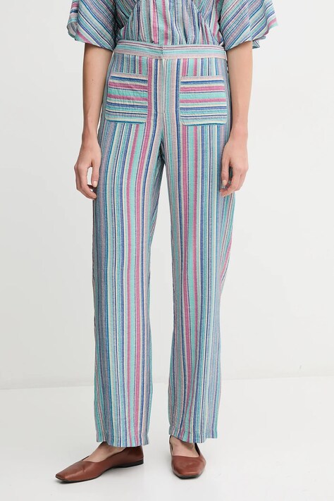 Kalhoty Hoss Intropia dámské, tyrkysová barva, jednoduché, high waist, 6549017