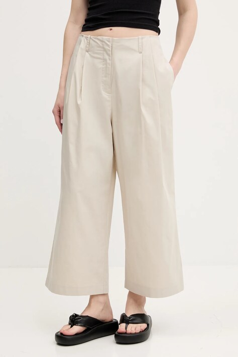 Bimba Y Lola pantaloni culoarea bej, fason culottes, high waist, 251BR6002.10001