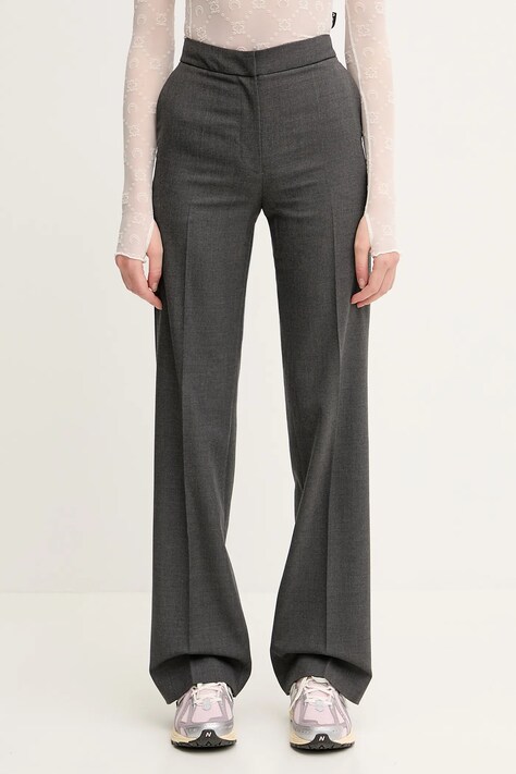 Штани з домішкою вовни Marine Serre Regenerated Tailoring Wide Leg колір сірий прямі висока посадка WPA154A.DWOV0057