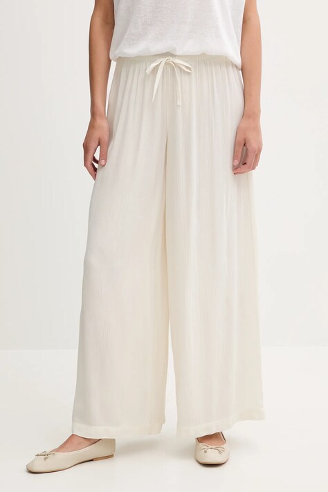 United Colors of Benetton pantaloni culoarea bej, lat, high waist, 4VW95F00C