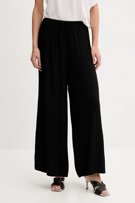 United Colors of Benetton pantaloni culoarea negru, lat, high waist, 4VW95F00C