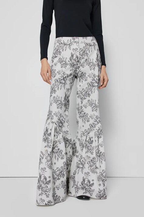 Bavlněné kalhoty Bizuu BESSTA BANDO dámské, béžová barva, zvony, medium waist, BESSTA_BANDO_BIAŁY_SS25