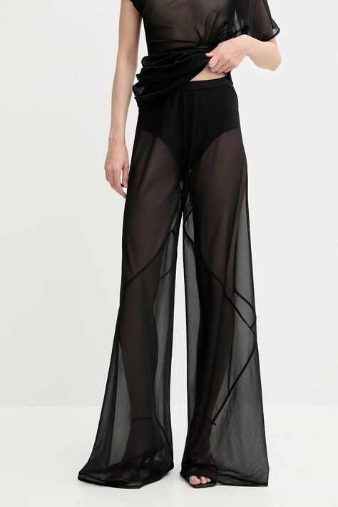 Штани Rick Owens Lilies колір чорний прямі висока посадка LI01E4334OT