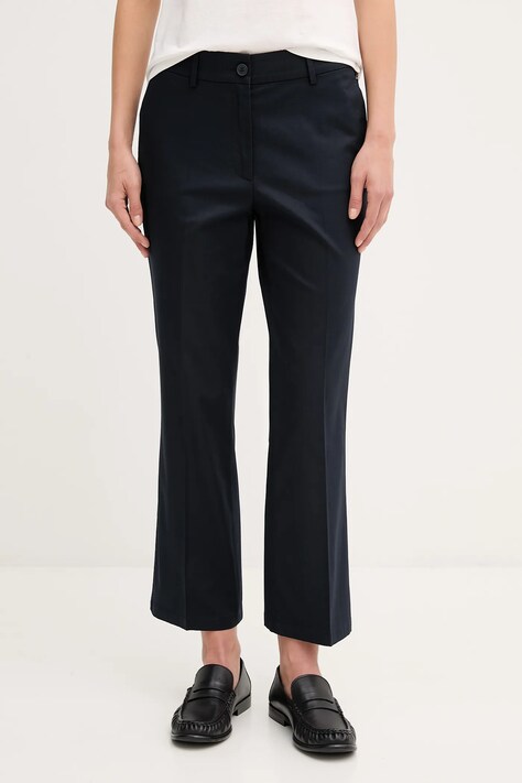 Kalhoty Sisley dámské, tmavomodrá barva, střih cigarette, medium waist, 4ENMLE02X