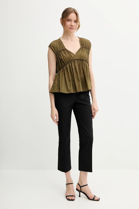 Брюки Sisley цвет чёрный фасон сигареты средняя посадка 4ENMLE02X