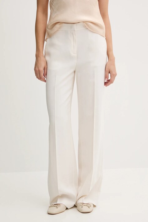 Kalhoty Sisley dámské, béžová barva, high waist, 470YLF02I