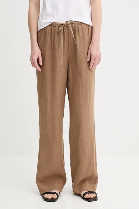 Marc O'Polo pantaloni din in culoarea maro, lat, high waist, 504011210381