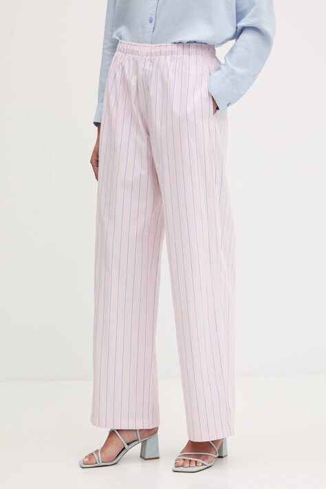 Abercrombie & Fitch spodnie bawełniane damskie kolor różowy proste high waist KI156-5288