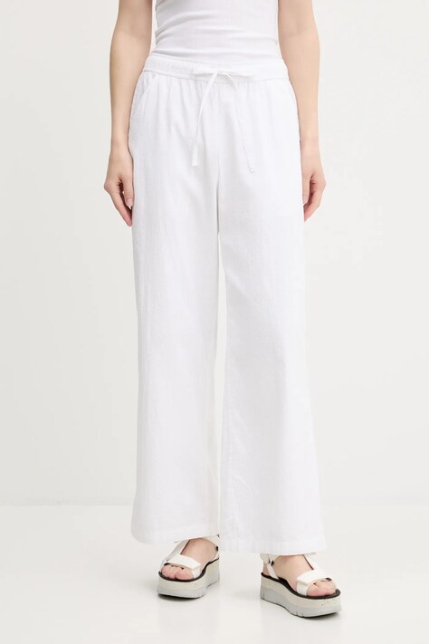 Hollister Co. spodnie bawełniane damskie kolor biały proste high waist KI356-5063