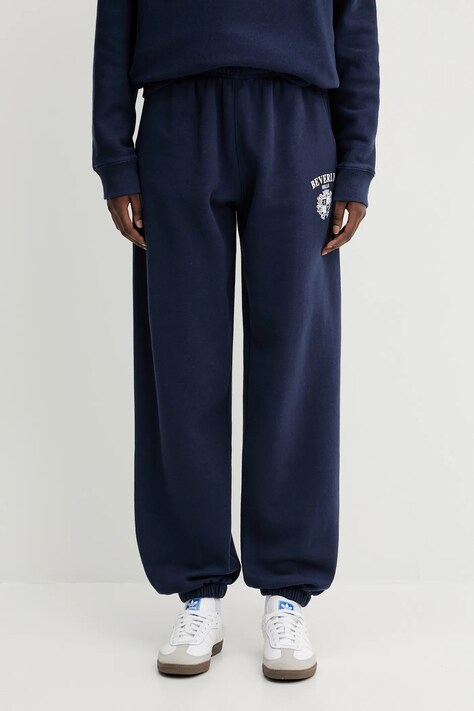 Sporty & Rich spodnie dresowe Bh Crest Soft damskie kolor granatowy z nadrukiem PA050626256BL106