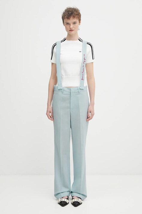 Vlnené nohavice Fiorucci Embroidered Suspender rovný strih, vysoký pás, W02SPBPA183WO01BL02