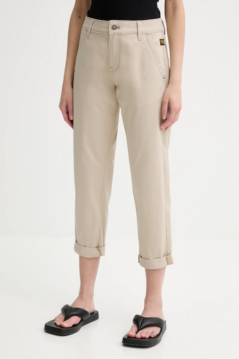 Брюки G-Star цвет бежевый chinos высокая посадка D25257-D715