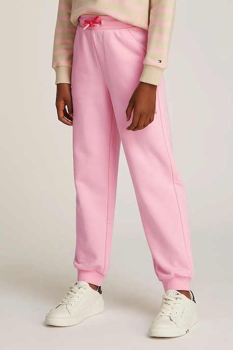 Tommy Hilfiger spodnie dresowe dziecięce kolor różowy gładkie KG0KG08325