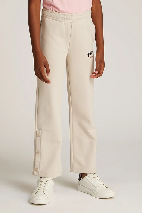 Dětské tepláky Tommy Hilfiger béžová barva, s potiskem, KG0KG08545