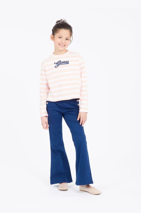 Guess pantaloni copii culoarea albastru marin, neted, J5RB04 WF7H0