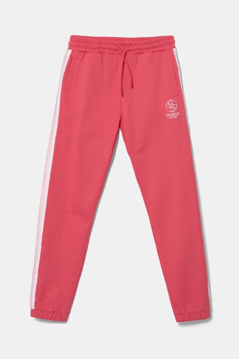 Guess pantaloni de trening din bumbac pentru copii culoarea roz, cu imprimeu, J5RQ11 KAD74