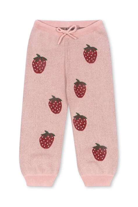 Konges Sløjd pantaloni de trening pentru copii LAPIS LUREX KNIT PANTS culoarea roz, cu imprimeu, KS102261