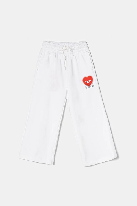 Dětské bavlněné tepláky Diesel PCUORE TROUSERS bílá barva, s potiskem, J02231