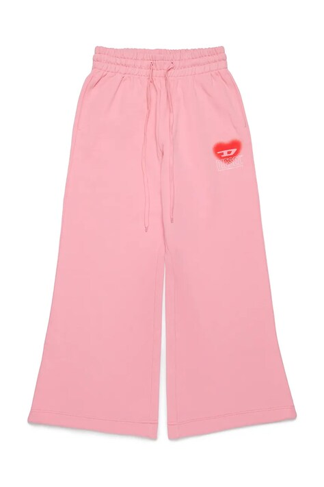 Dětské bavlněné tepláky Diesel PCUORE TROUSERS růžová barva, s potiskem, J02231