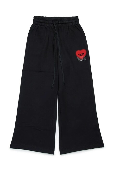 Diesel pantaloni de trening din bumbac pentru copii PCUORE TROUSERS culoarea negru, cu imprimeu, J02231