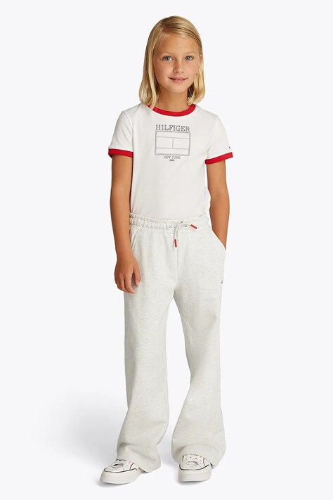 Dětské tepláky Tommy Hilfiger bílá barva, hladké, KG0KG08422