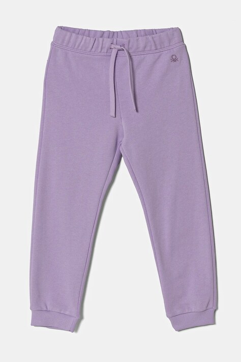 United Colors of Benetton gyerek pamut melegítőnadrág lila, sima, 3J70GF01N