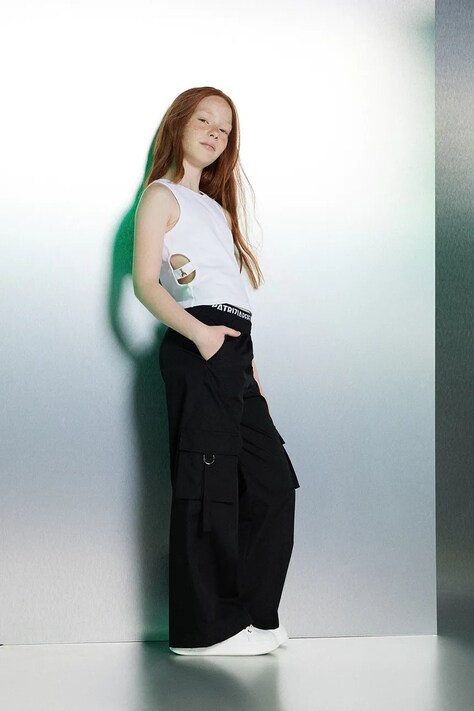 Patrizia Pepe pantaloni copii K103 culoarea negru, neted, 7P0385