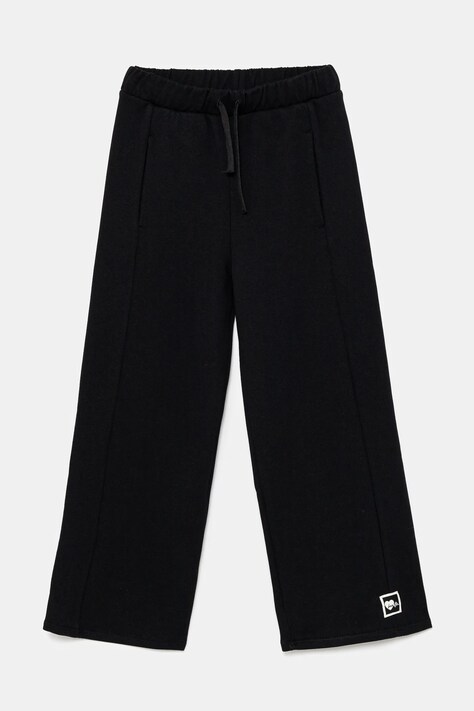 United Colors of Benetton pantaloni de trening din bumbac pentru copii culoarea negru, neted, 3UNICF061