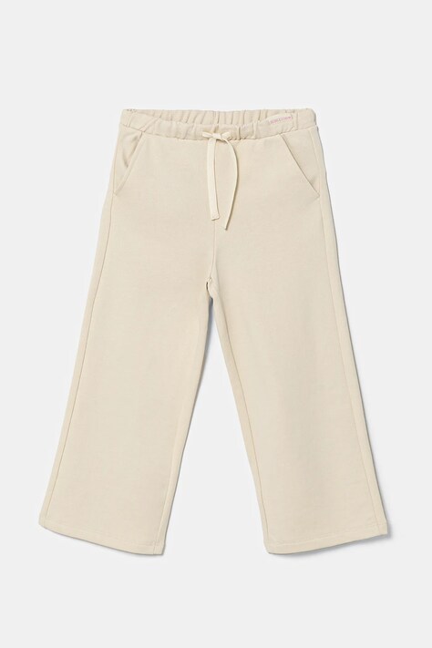 United Colors of Benetton pantaloni de trening din bumbac pentru copii culoarea bej, neted, 3UNIGF04P