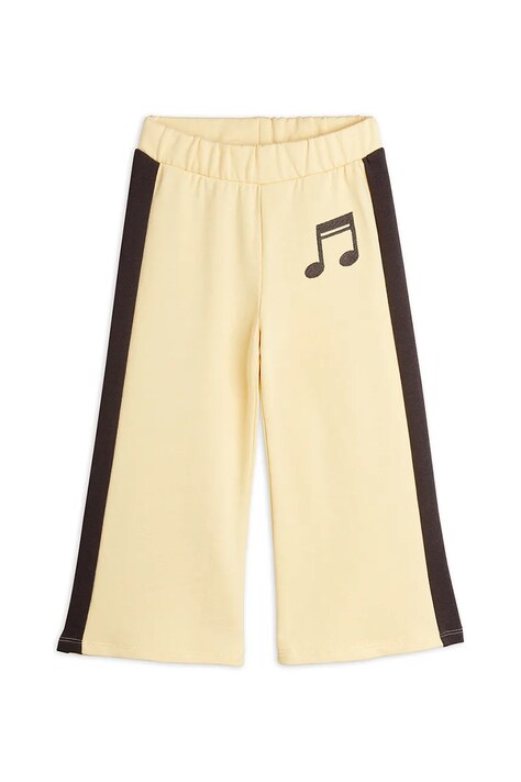 Mini Rodini pantaloni de trening din bumbac pentru copii Note culoarea galben, cu imprimeu, 2523011123