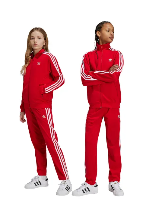 Detské tepláky adidas Originals červená farba, s nášivkou, IY9806