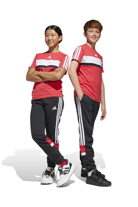 adidas pantaloni de trening pentru copii culoarea negru, cu imprimeu, JC7485