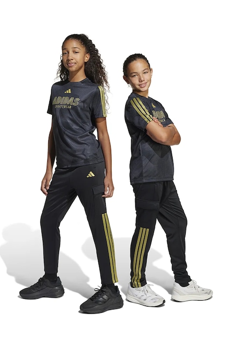 Детские спортивные штаны adidas цвет чёрный с аппликацией JI6187