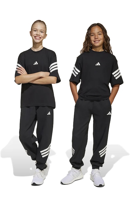 adidas pantaloni de trening pentru copii culoarea negru, cu imprimeu, JD1298