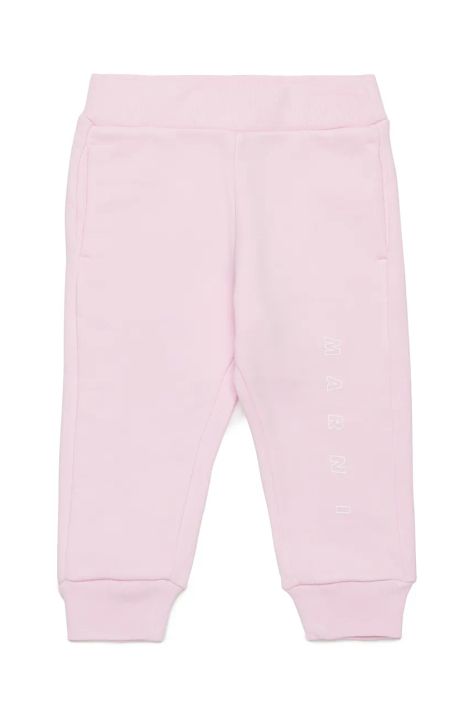 Kojenecké bavlněné tepláky Marni MP192B TROUSERS růžová barva, s potiskem, M01436